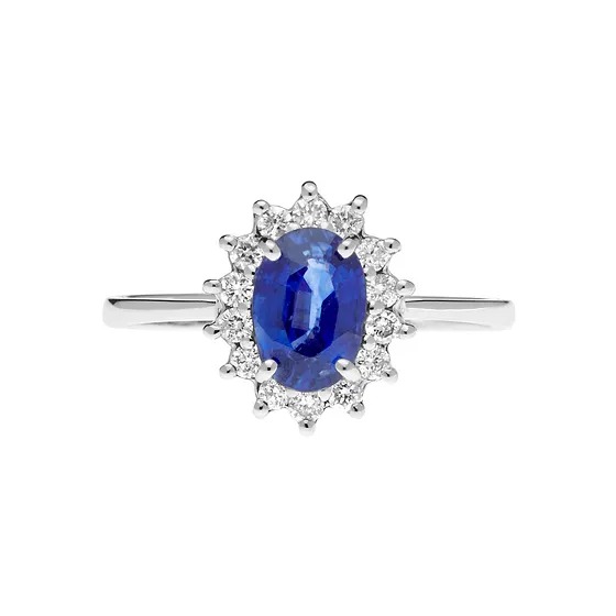 Anello Comete con Diamanti e Zaffiro Blu Ovale